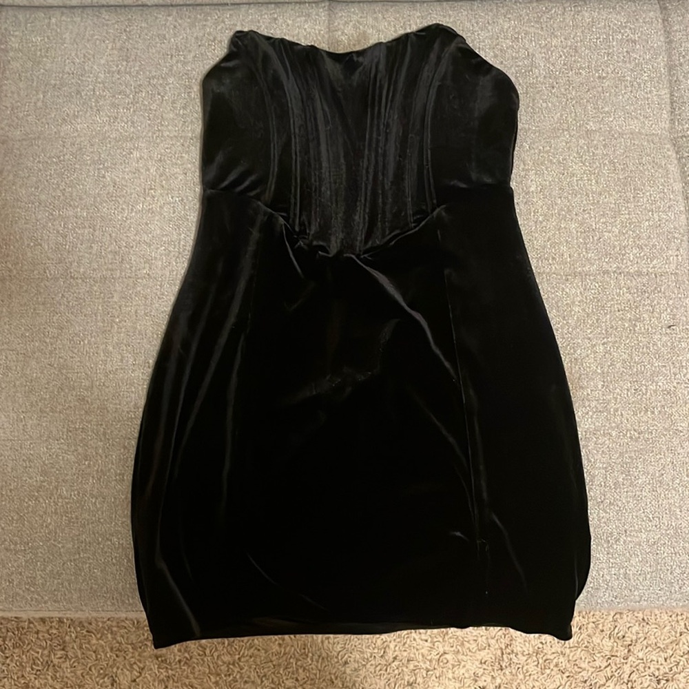 White Fox Up All Night Strapless Velvet Dress